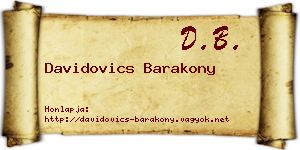 Davidovics Barakony névjegykártya
